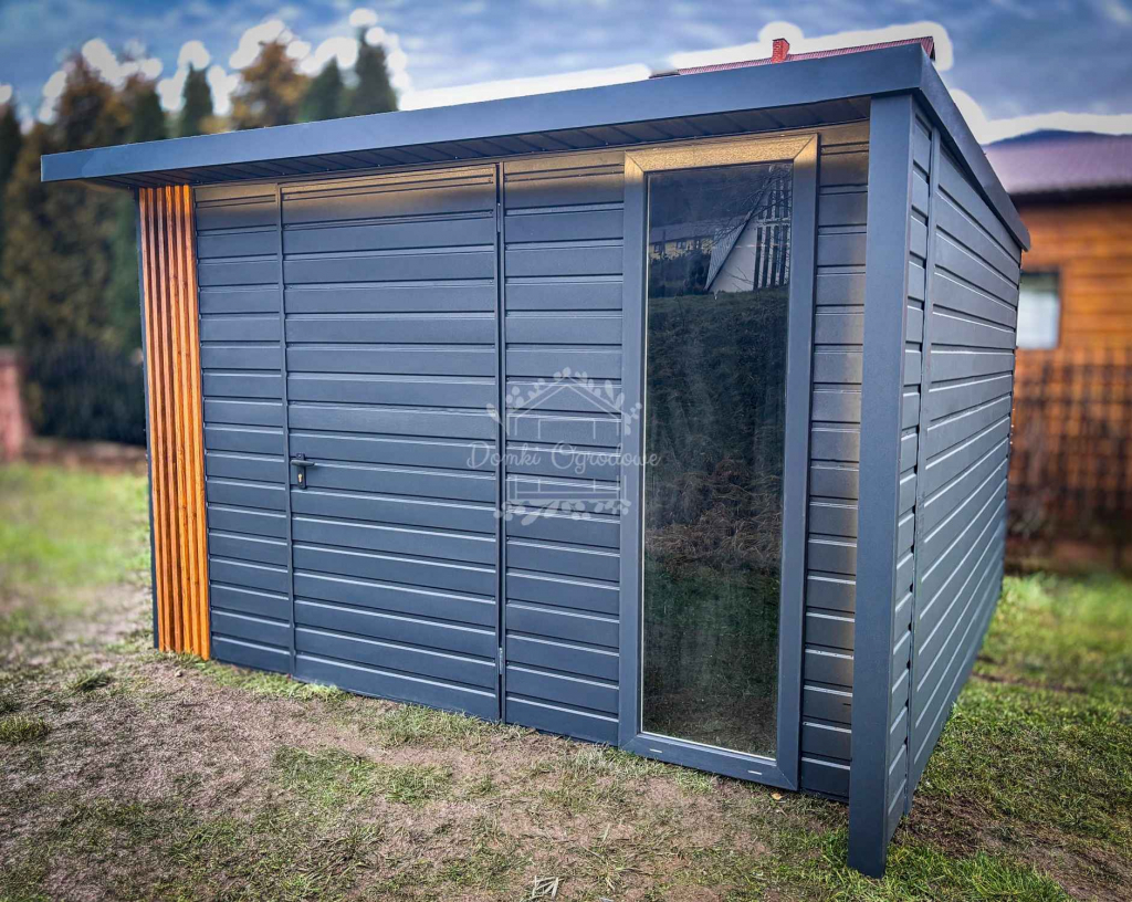 Schowek  Domek ogrodowy PREMIUM 3x3m + wiata Dekor  Antracyt  ID904 Szczecin - zdjęcie 6