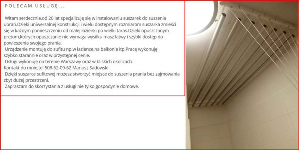 Monter suszarki sufitowej do suszenia prania. Włochy - zdjęcie 2