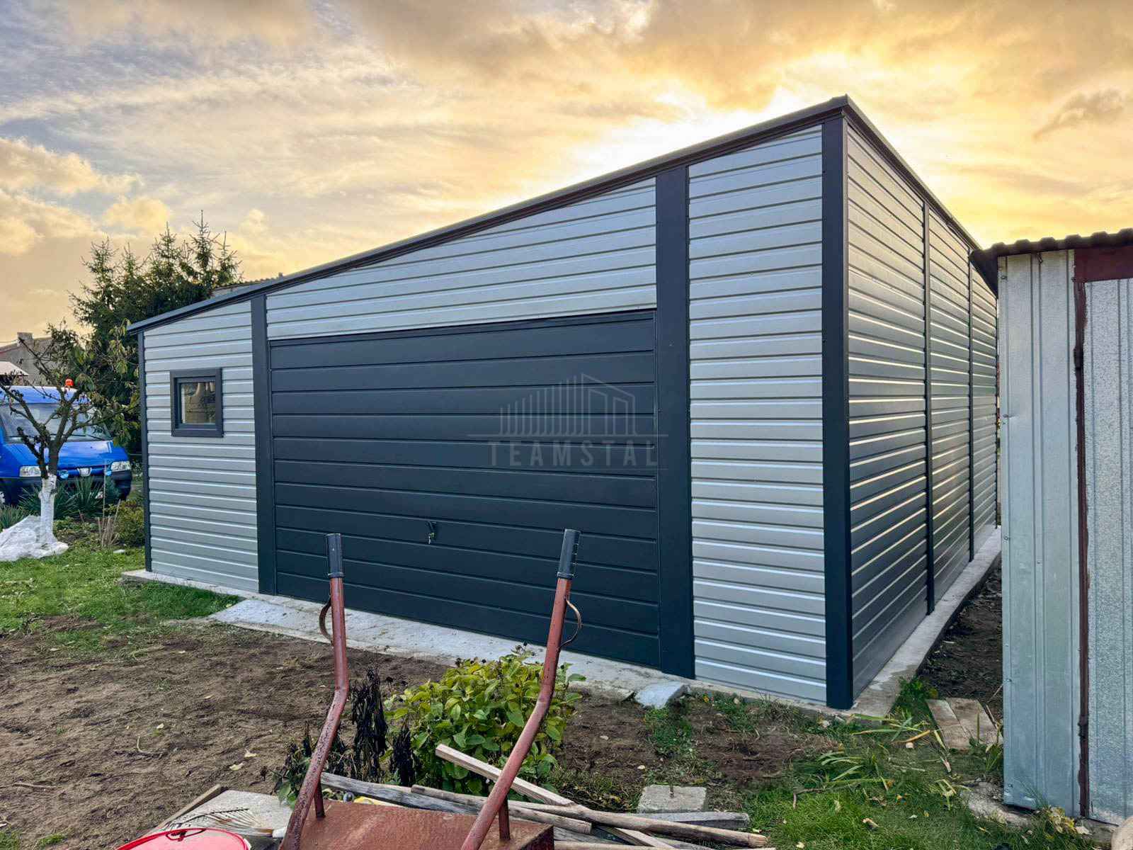 Garaż blaszany 7x9m - brama uchylna - drzwi - 3 x okno  dach TS1211 Ciechanów - zdjęcie 4