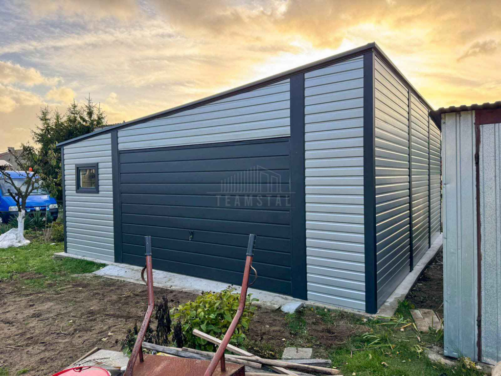 Garaż blaszany 7x9m - brama uchylna - drzwi - 3 x okno  dach TS1211 Ciechanów - zdjęcie 4