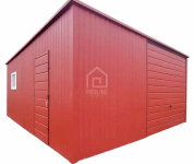 Garaż blaszany 6x6 - Brama uchylna - drzwi - dac w tył PLG113