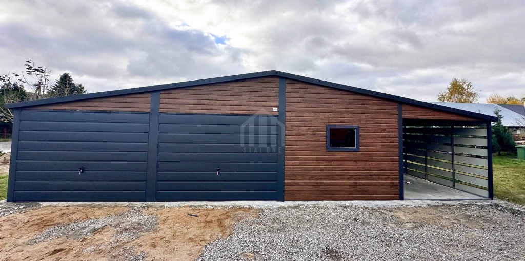 Garaż blaszany 9x6m + wiata 3x6m 2 x brama drzwi okno dach rynny SO176 Kętrzyn - zdjęcie 3