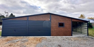 Garaż blaszany 9x6m + wiata 3x6m 2 x brama drzwi okno dach rynny SO176 Kętrzyn - zdjęcie 3