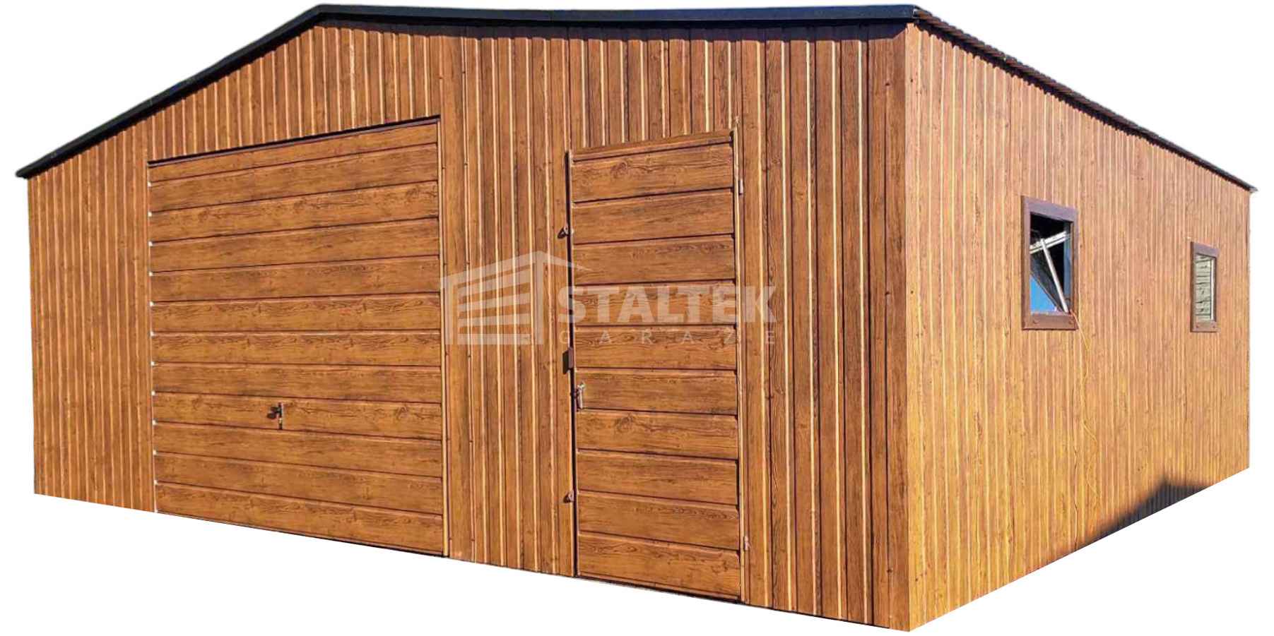 Garaż blaszany 6x6 Brama + drzwi + 2x okno drewnopodobnyt Dach ST111 Toruń - zdjęcie 1