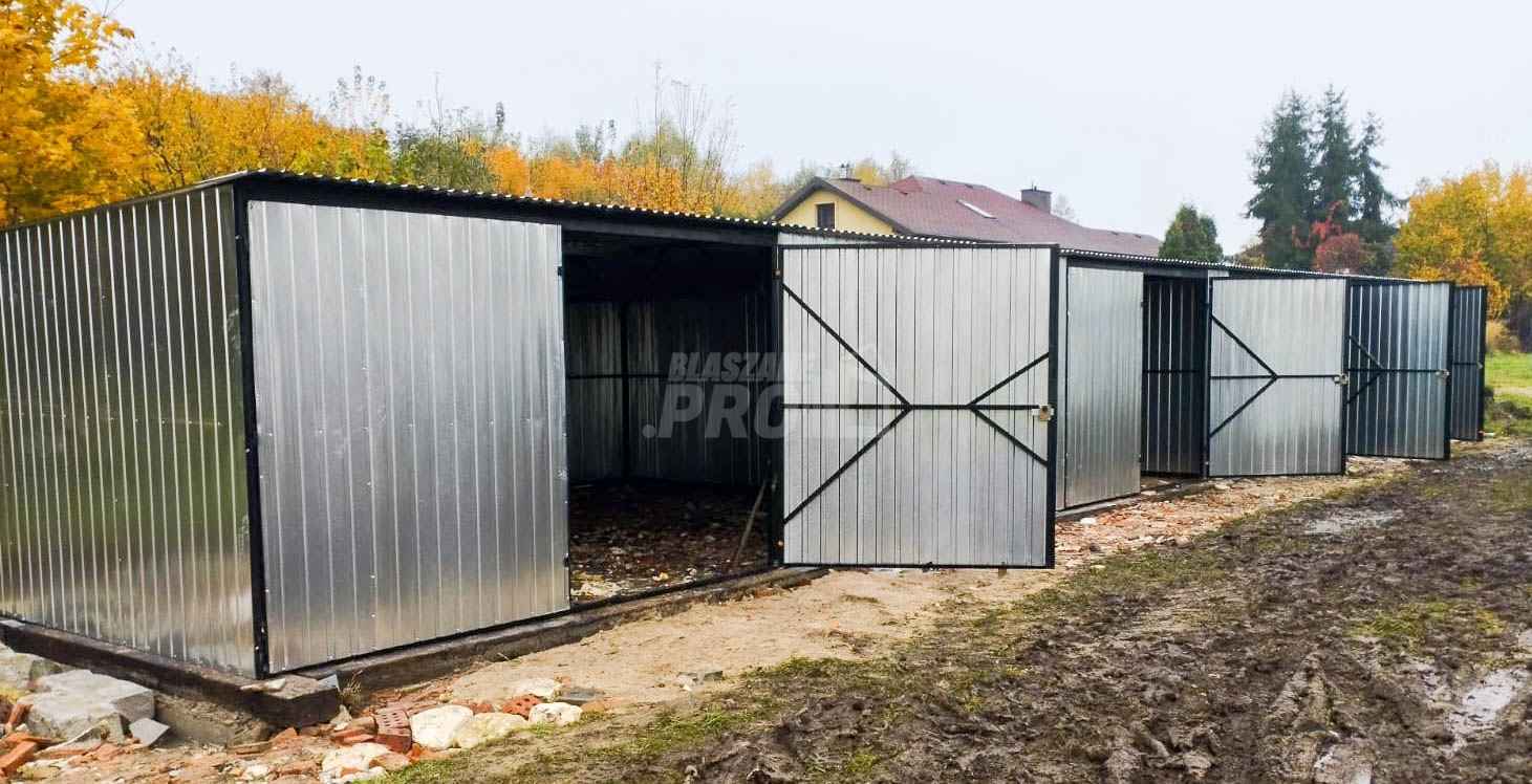GARAŻ BLASZANY RZĄD 17,5m x 5m - spad tył 4x Brama ocynk  GP239 Rawa Mazowiecka - zdjęcie 6