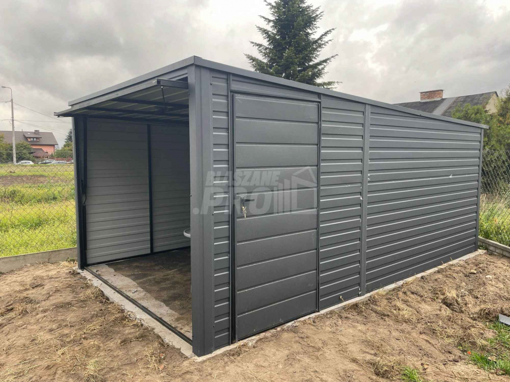 Garaż blaszany 3x5m  Brama uchylna + drzwi  Dach spad w tył GP229 Sieradz - zdjęcie 9