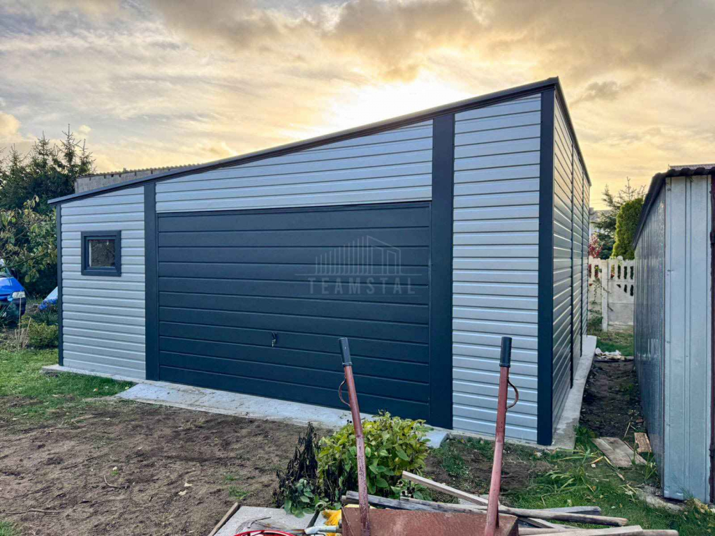 Garaż blaszany 7x9m - brama uchylna - drzwi - 3 x okno  dach TS1211 Ciechanów - zdjęcie 5