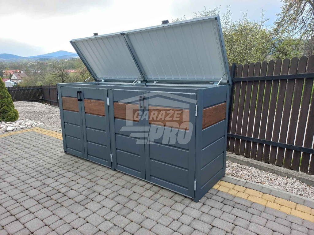 Zabudowa koszy obudowa kubłów 275x80x120cm 4x240L+ ciemny orzech GP337 Gdynia - zdjęcie 11