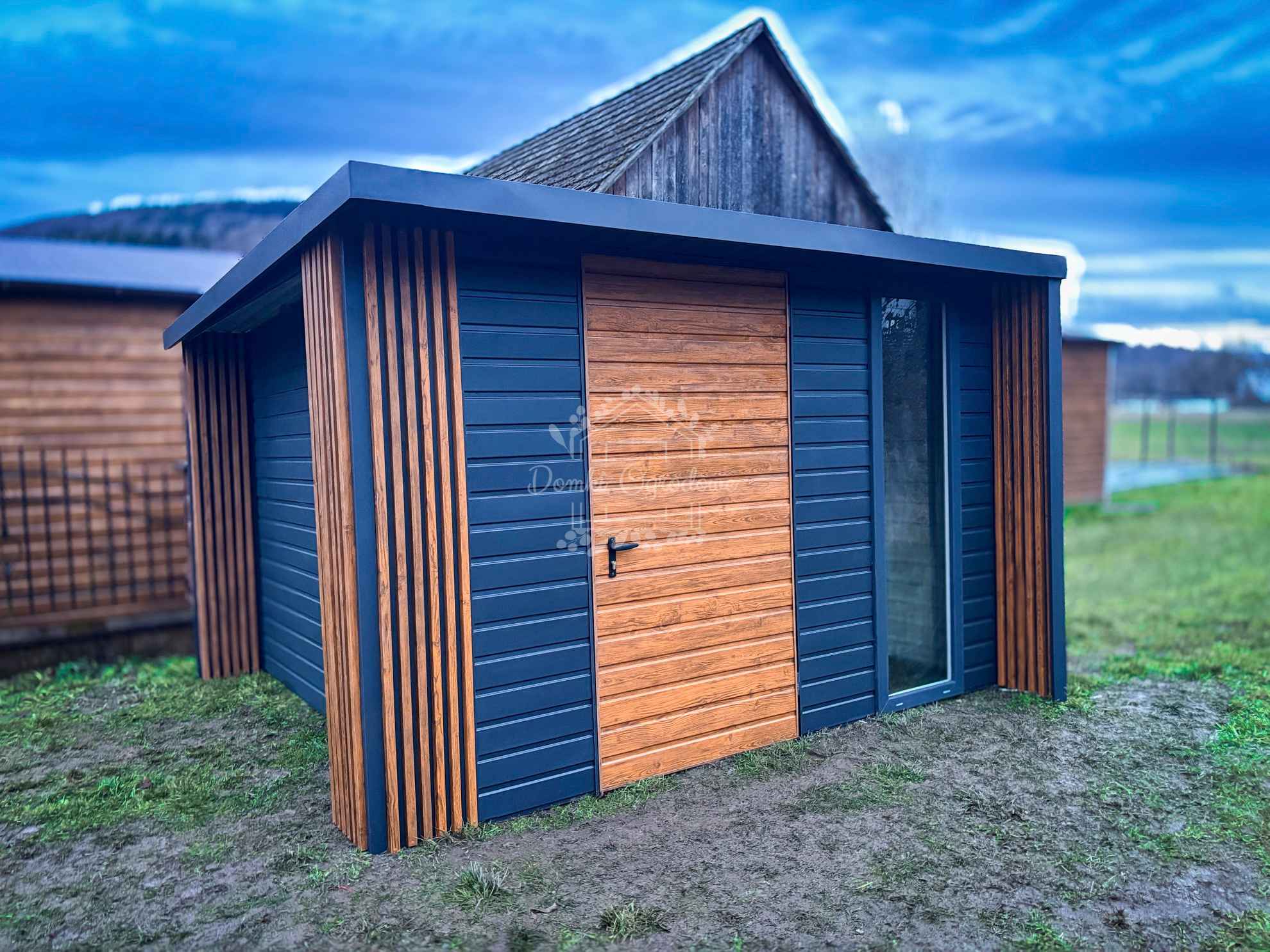 Schowek Domek ogrodowy  3x3m + wiata  Antracyt - Drewnopodobny ID903 Gorzów Wielkopolski - zdjęcie 4