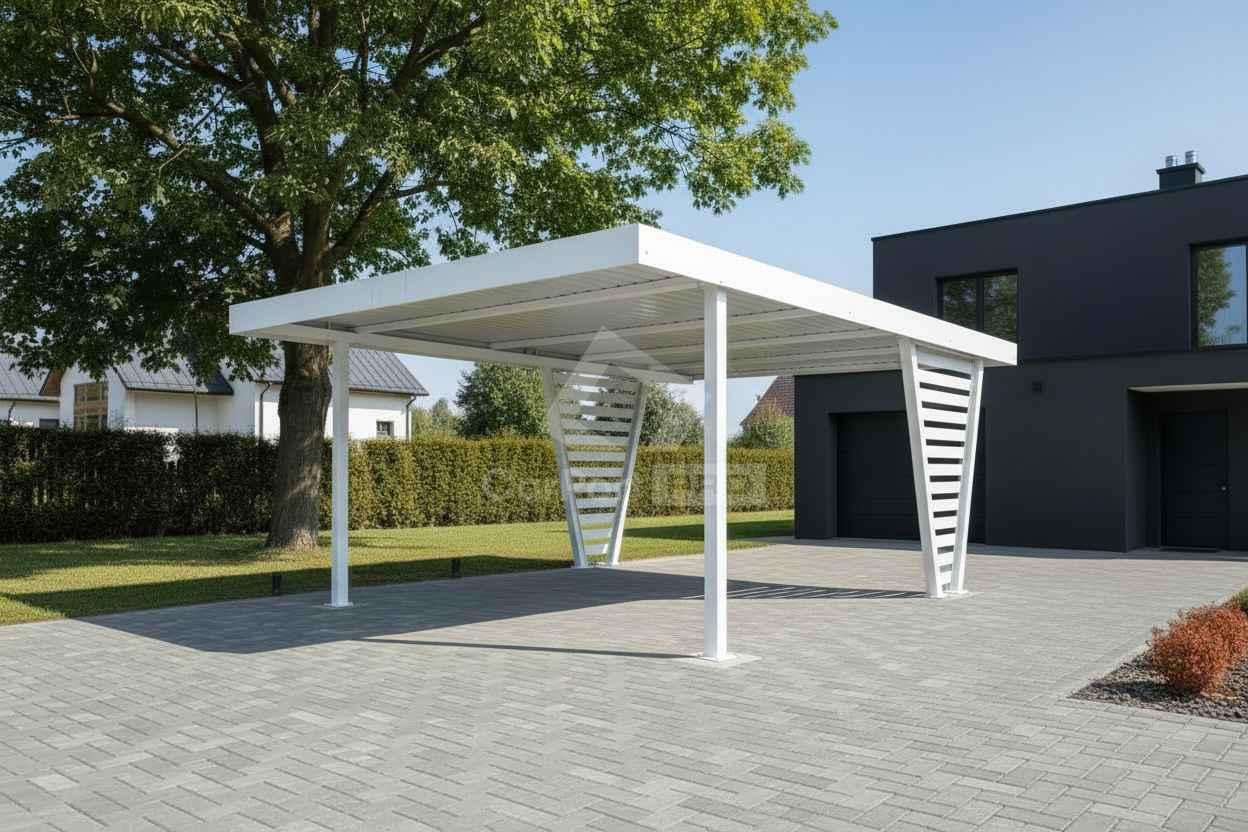 Carport V PREMIUM 4x4,8m Wypełnienie panelami Wiata samochodowa CP159 Jastrowie - zdjęcie 3