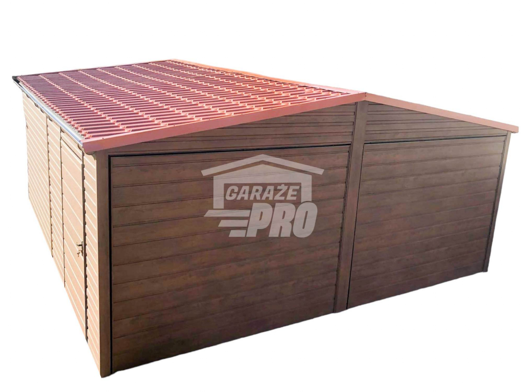 Garaż blaszany 6x6 2x Brama  drewnopodobny  Dach dwuspadowy GP111 Stare Miasto - zdjęcie 1