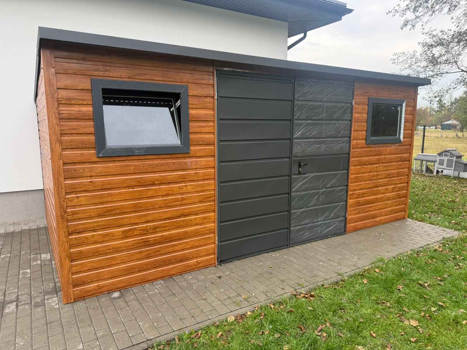 Domek Schowek Ogrodowy 5×4 złoty dąb + ciemny grafit mat PREMIUM Kielce - zdjęcie 1