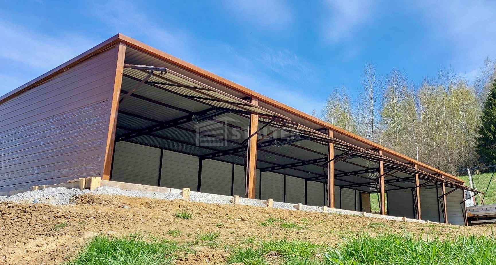 Garaż blaszany 18x5m 6x brama uchylna 2x drzwi rynna spad ST234 Września - zdjęcie 3