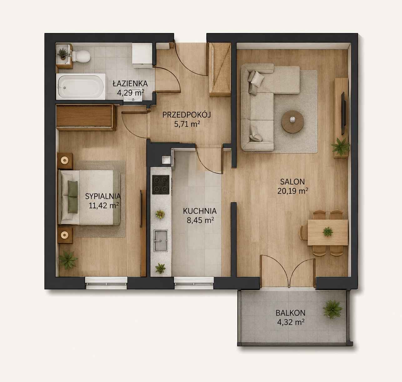 2pok, 50met, Okolice Trockiej BALKON/MP/2021 (Wrocław) Psie Pole - zdjęcie 1