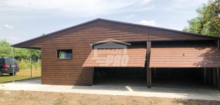 Garaż blaszany 9x6 + wiata 3x6  drewnopodobny Dach dwuspadowy GP135 Toruń - zdjęcie 4