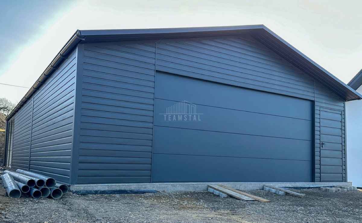 Garaż blaszany 8x8m + wiata 2m brama drzwi 4x okno rynny TS1146 Gliwice - zdjęcie 5