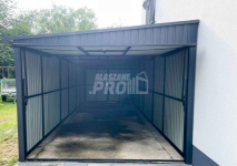 Garaż blaszany 3x9 2x Brama uchylna + antracyt  spad w bok GP191 Grunwald - zdjęcie 2