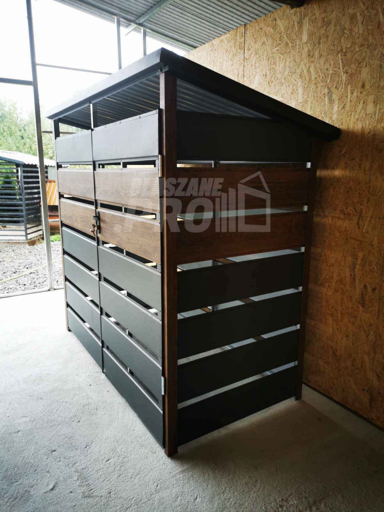 Wiata śmietnikowa spad tył 2x0,6m Antracyt + drewno Schowek GP287 Kostrzyn nad Odrą - zdjęcie 3