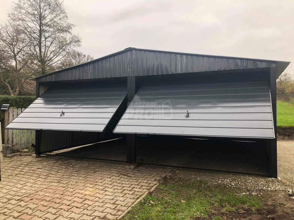 Garaż blaszany 6x6 2x Brama uchylna Czarny Dach dwuspadowy  GP149 Ruda Śląska - zdjęcie 9