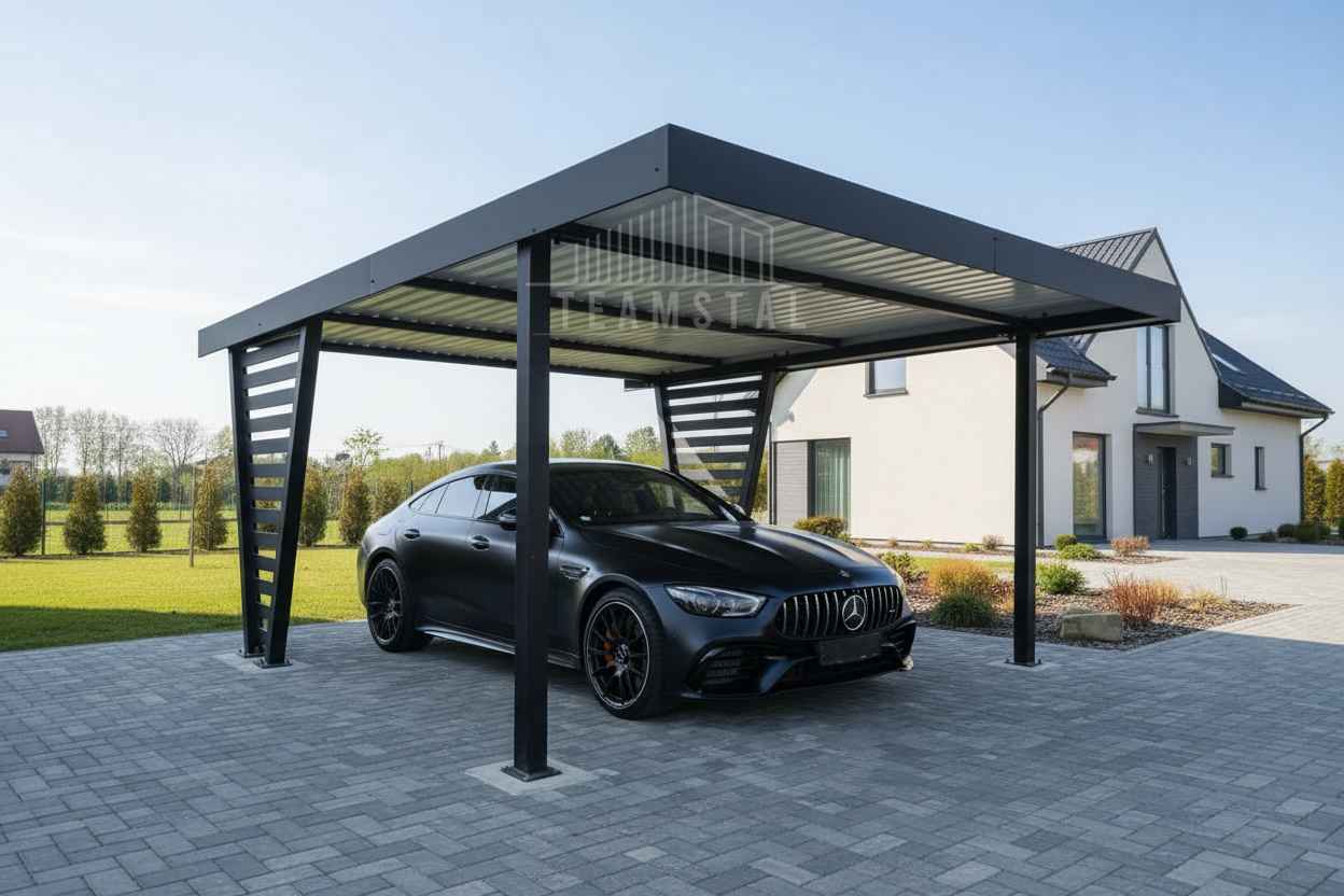 Carport V PREMIUM 4,5x4,5m Wypełnienie panelami Wiata TS1253 Drawsko Pomorskie - zdjęcie 3