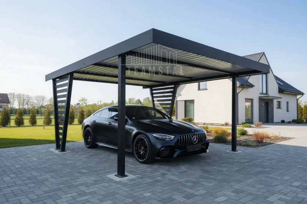 Carport V PREMIUM 4,5x4,5m Wypełnienie panelami Wiata TS1253 Drawsko Pomorskie - zdjęcie 3