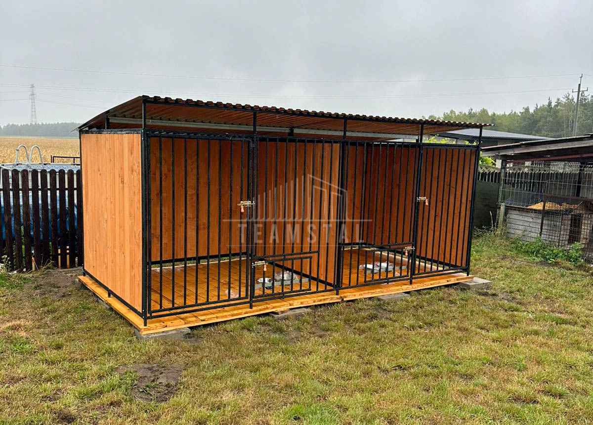 Kojec dla psów 4x2m drewniana podłoga - uchwyt na miski TS1140 Płock - zdjęcie 2