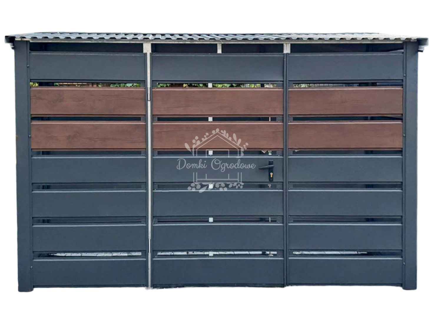 Wiata śmietnikowa 3x1m - furtka  antracyt - drewnopodobny ID1141 Zielona Góra - zdjęcie 1