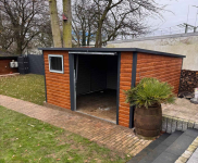 Garaż Blaszany spad na tył 4×4 drewnopodobny PREMIUM, brama uchylna Rycza - zdjęcie 3