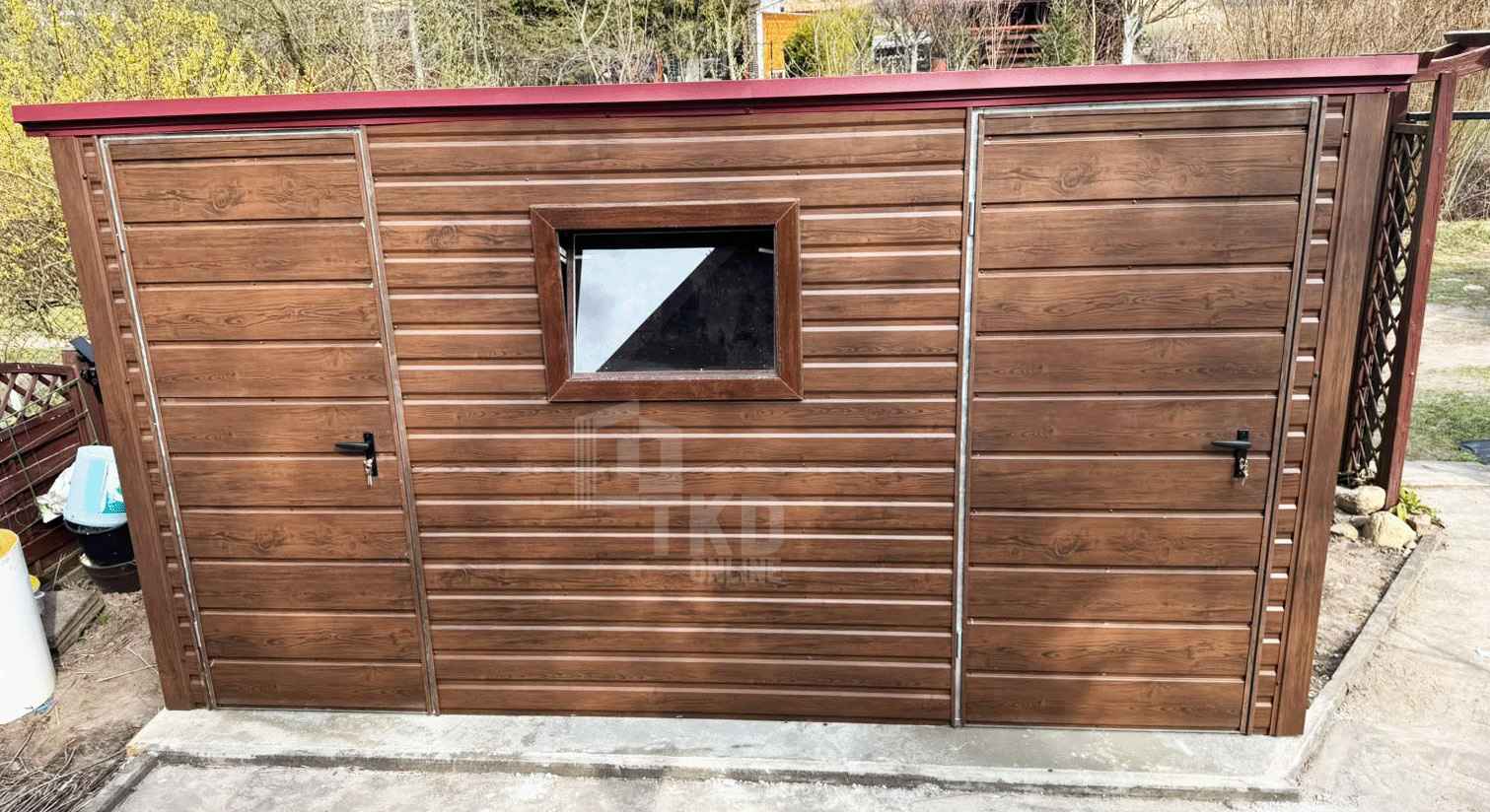 Domek ogrodowy 4x2 m 2x drzwi - okno  drewnopodobny dach TKD456 Kętrzyn - zdjęcie 3