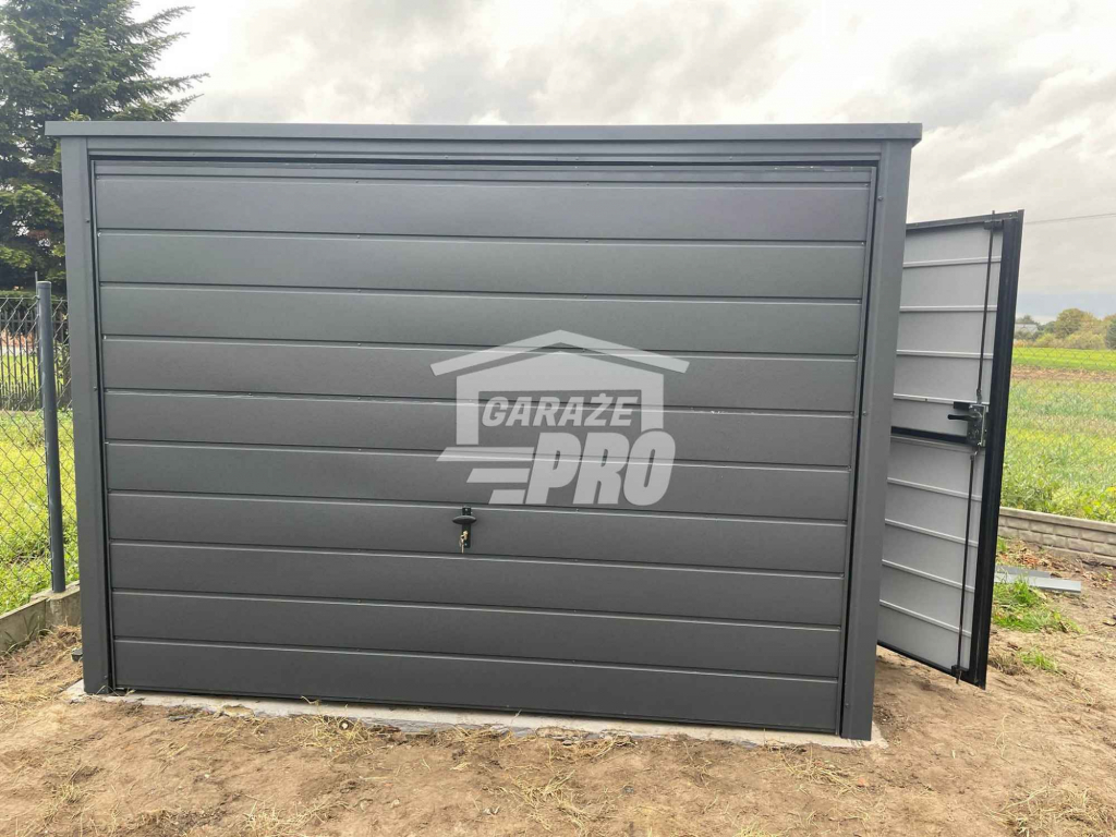 Garaż blaszany 3x5m Brama uchylna drzwi Antracyt Dach spad w tył GP229 Turek - zdjęcie 5