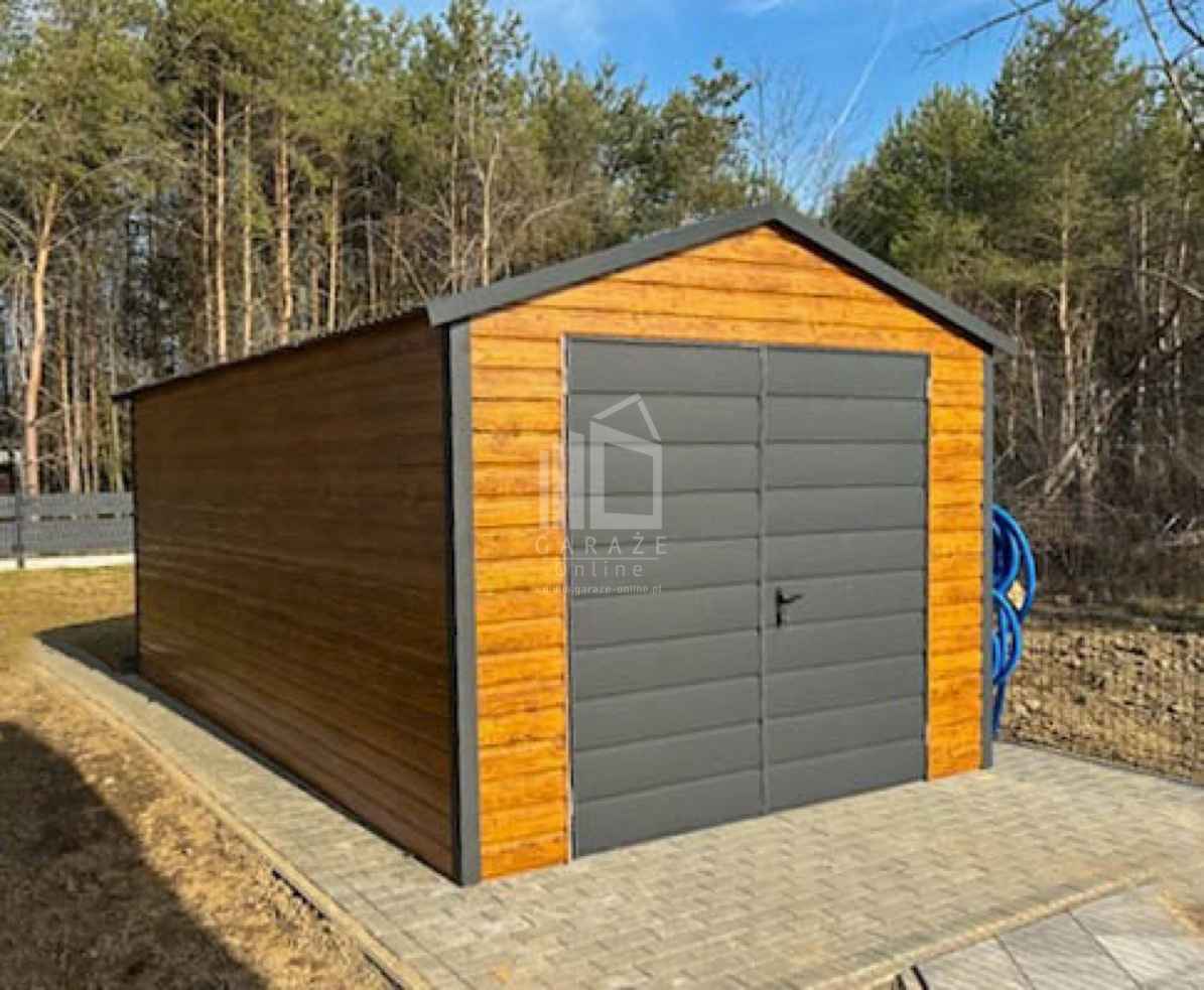 Garaż blaszany 4x6m - Brama dwuskrzydłowa drewnopodobny dach ID1063 Jelenia Góra - zdjęcie 3