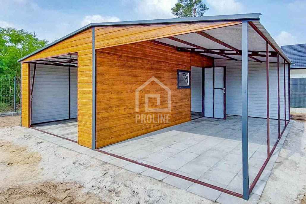 Garaż Blaszany 4x6m + Wiata 4x6m Brama Uchylna Okno Drzwi -dach PLG141 Braniewo - zdjęcie 8