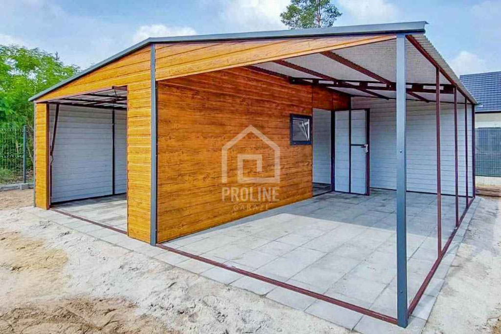 Garaż Blaszany 4x6m + Wiata 4x6m Brama Uchylna Okno Drzwi -dach PLG141 Braniewo - zdjęcie 8