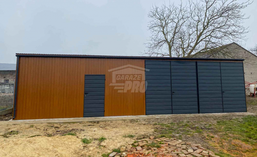 Garaż blaszany 12x6m- 2x Brama - drzwi Antracyt Dach rynna GP611 Nowy Sącz - zdjęcie 3