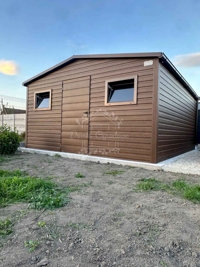 Domek Ogrodowy 5x4m Drzwi 2x okno Drewnopodobny - Rynny  Dwuspad ID690 Jeżyce - zdjęcie 4