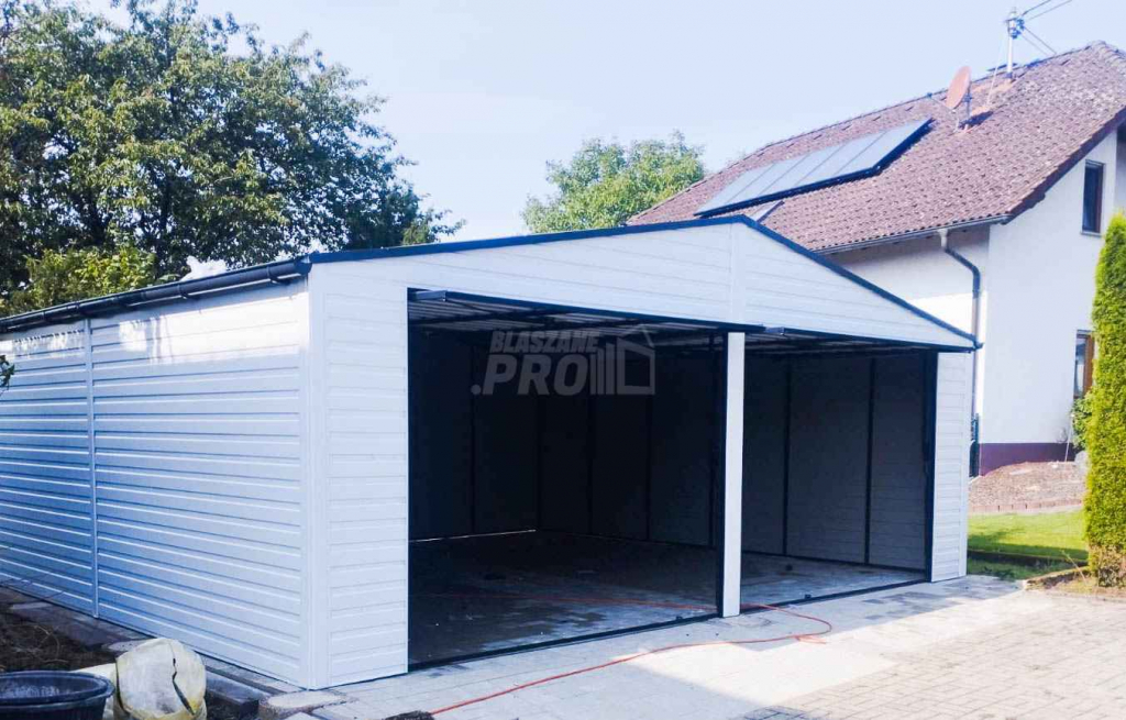 Garaż blaszany 7x6  biały 2x brama uchylna   Dach dwuspadowy  GP196 Radom - zdjęcie 6