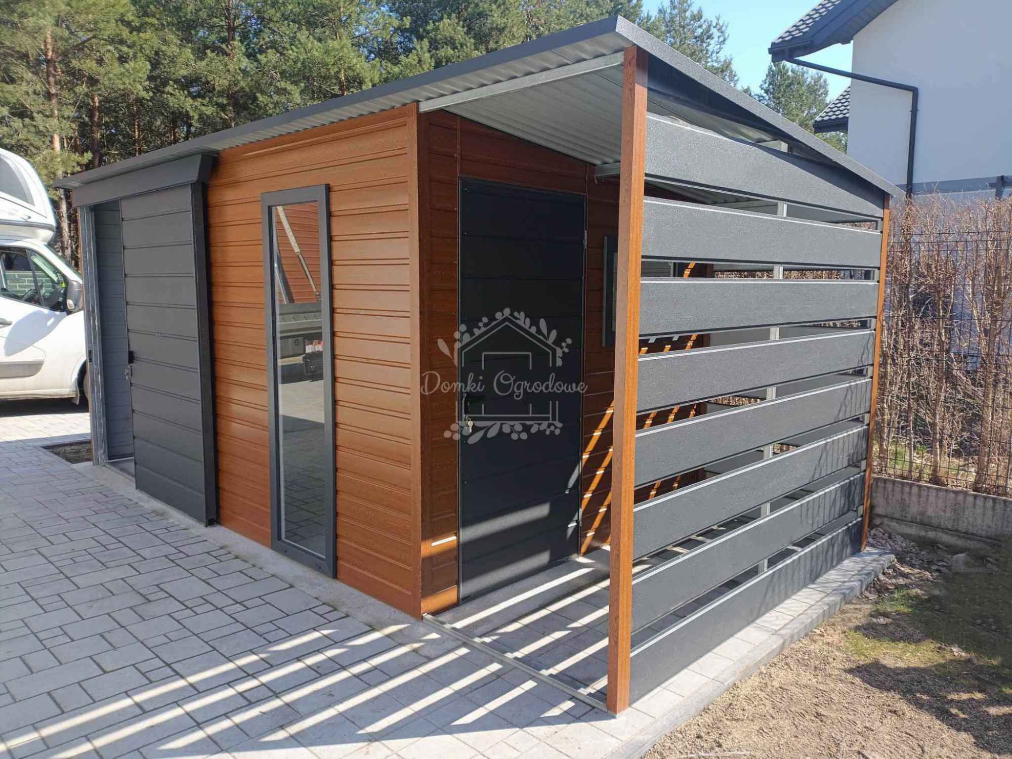 Schowek - domek ogrodowy 4,4x2,5m + wiata drzwi przesuwne  ID1084 Wisła - zdjęcie 4