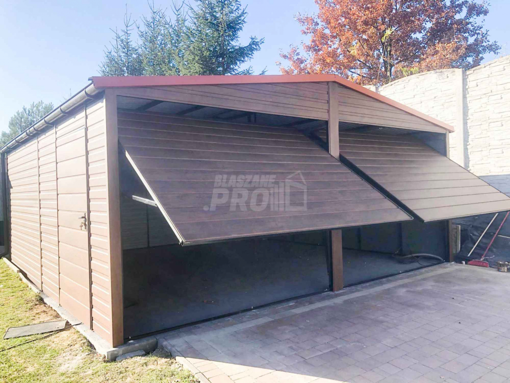Garaż blaszany 6x6 2x Brama drzwi drewnopodobny Dach dwuspadowy GP111 Miastko - zdjęcie 2
