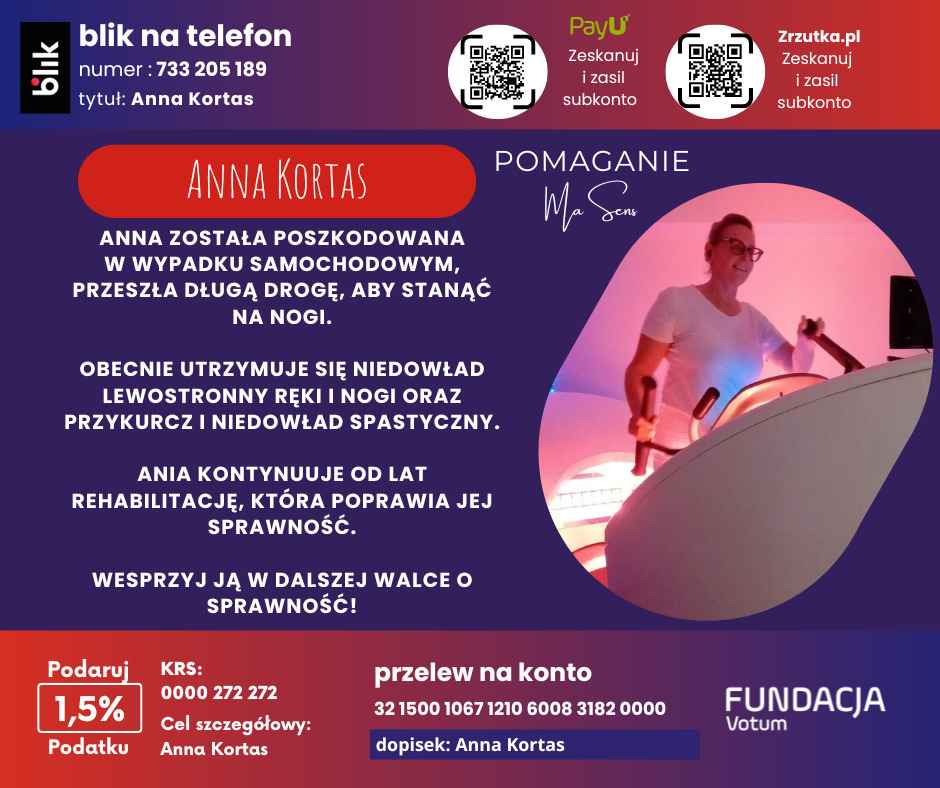 Proszę o pomoc  Twoje 1,5% pomoże mi w dalszej rehabilitacji! Śródmieście - zdjęcie 1