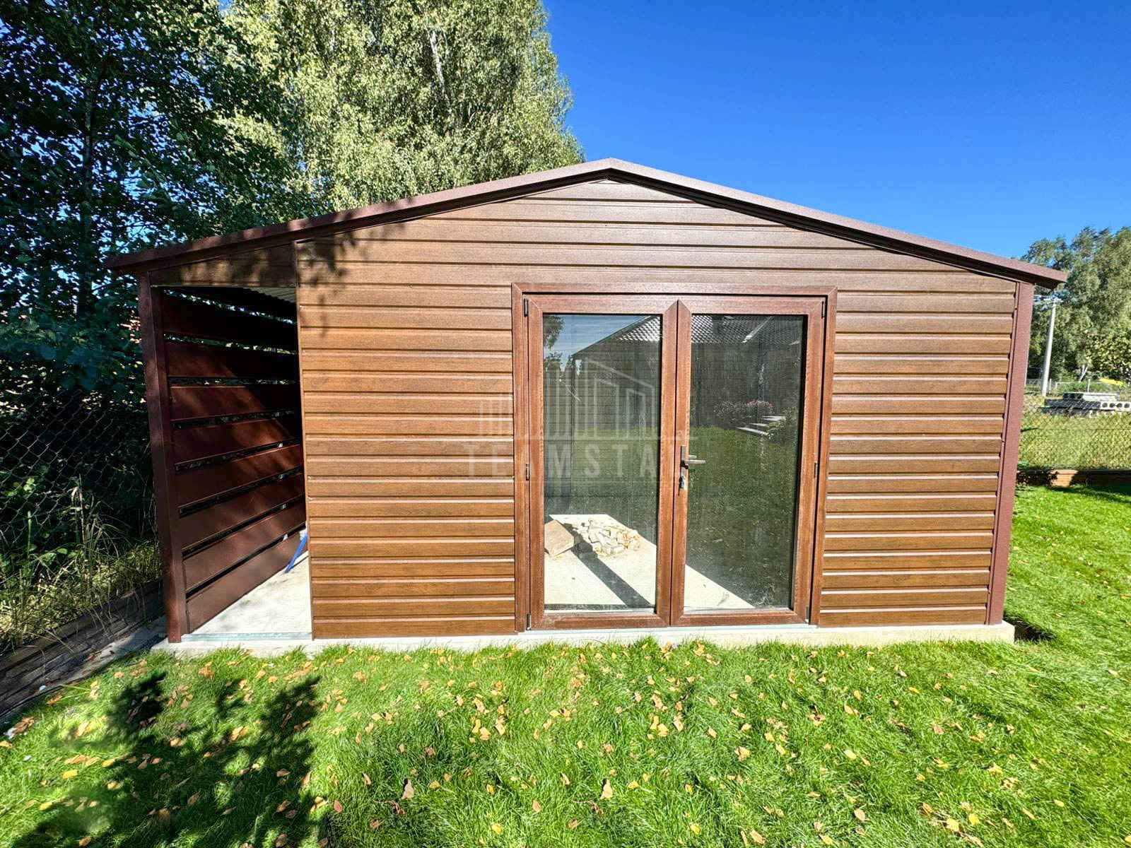 Schowek domek ogrodowy 5,5x4m wiata 0,5m drzwi szklane PCV dach TS1205 Nysa - zdjęcie 2