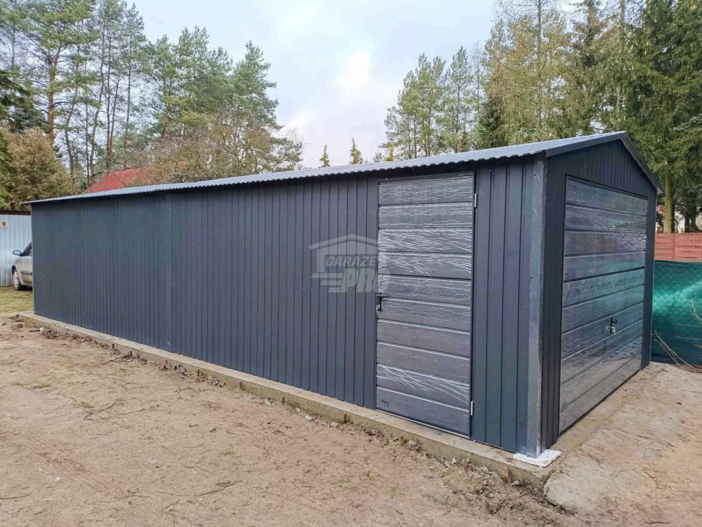 Garaż blaszany 4x9m - 2x Brama uchylna - drzwi - antracyt - dach GP521 Śródmieście - zdjęcie 2