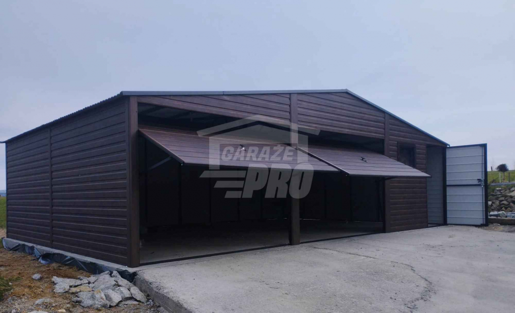 Garaż blaszany 9x6 - 2x Brama uchylna  Ciemny orzech Antracyt GP280 Gdynia - zdjęcie 2