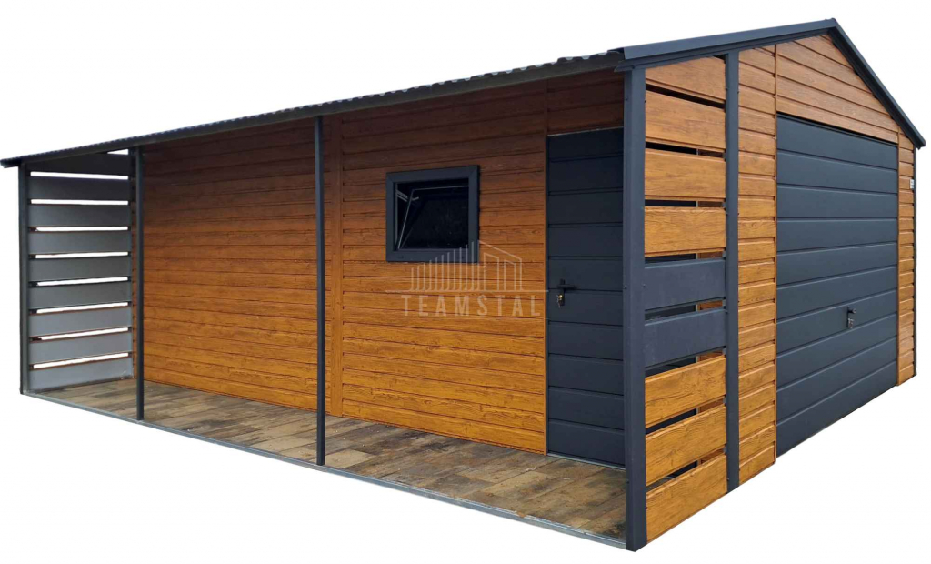Garaż blaszany 4x5m + wiata 1x5m brama drzwi okno  dach TS1071 Mrągowo - zdjęcie 1