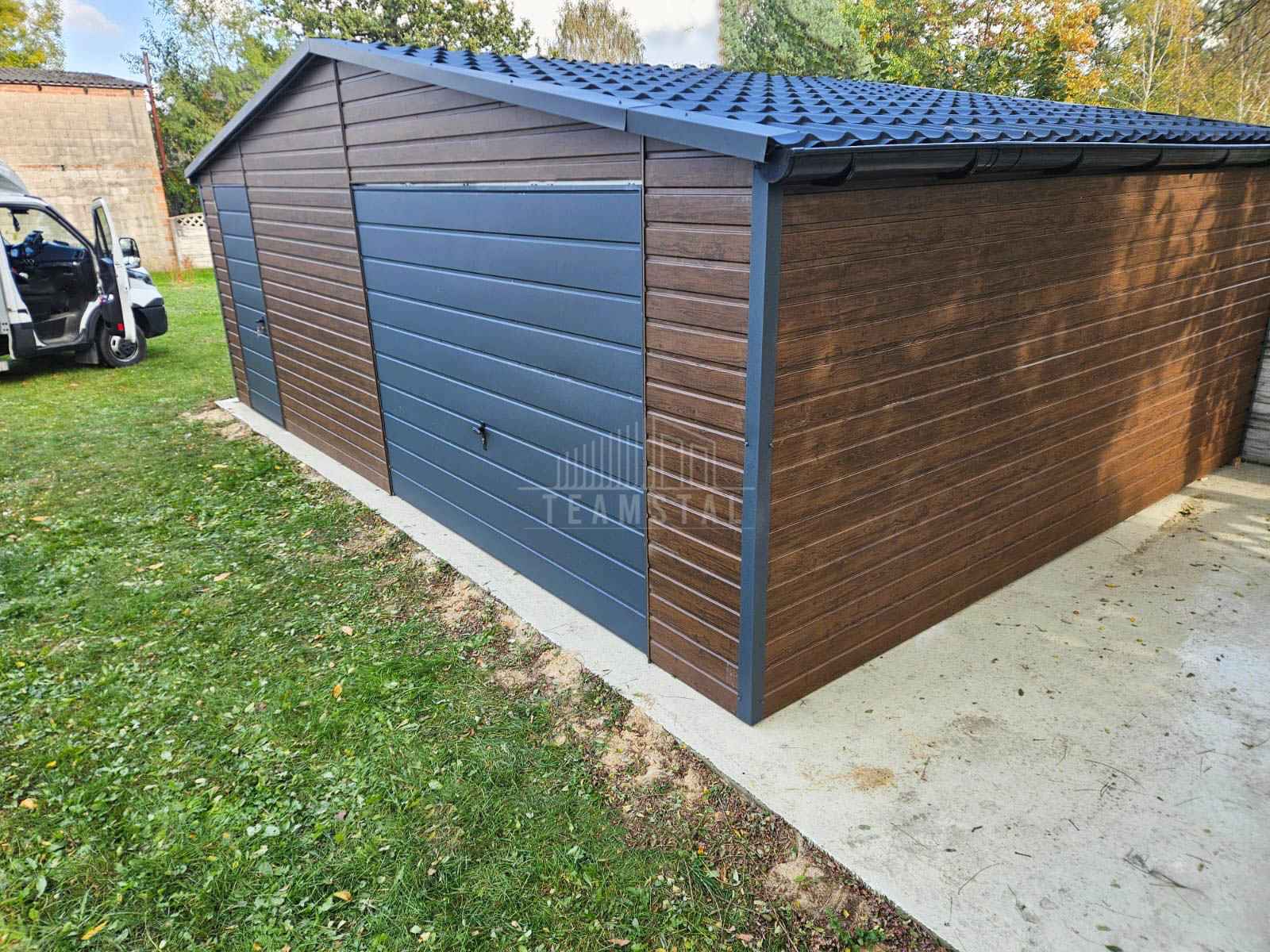 Garaż blaszany 7x5m - Brama uchylna drzwi 2x okno rynny dwuspad TS875 Siedlce - zdjęcie 4