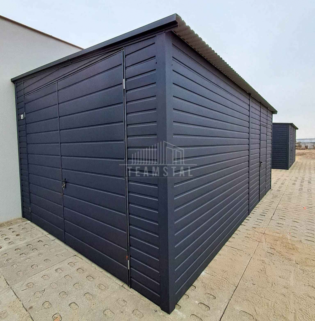 Garaż blaszany 3x7m Brama dwuskrzydłowa drzwi  dach spad w bok TS1049 Niepołomice - zdjęcie 4