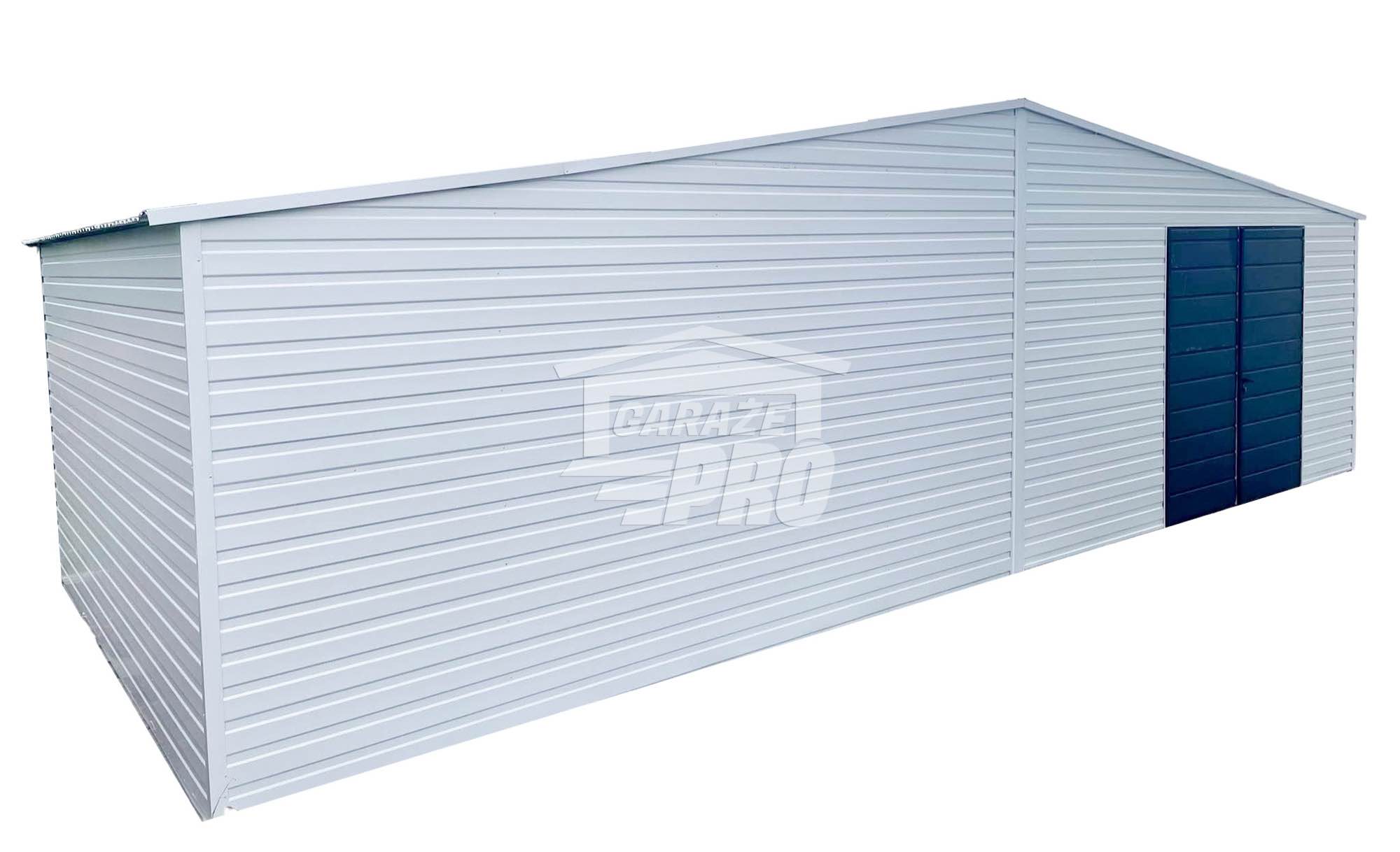 Garaż blaszany 8x4 drzwi  Biały + Antracyt  Dach dwuspadowy GP131 Turek - zdjęcie 1