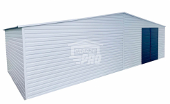 Garaż blaszany 8x4 drzwi  Biały + Antracyt  Dach dwuspadowy GP131