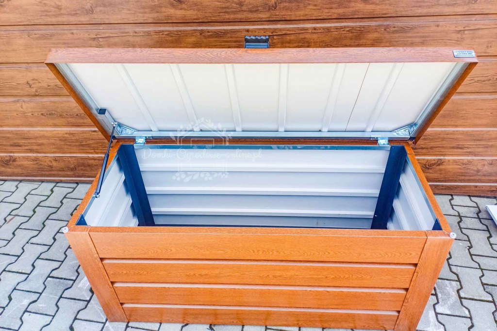 Skrzynia ogrodowa metalowa kufer 120x50x70cm złoty dąb ID863 Żnin - zdjęcie 4