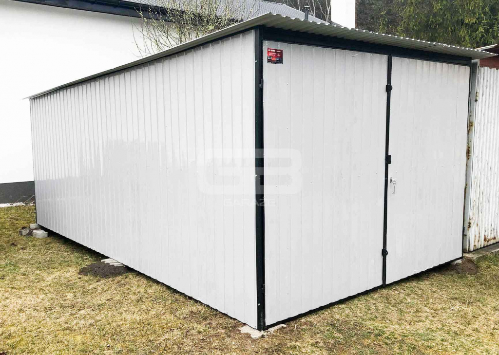 Garaż blaszany 3x5 Brama dwuskrzydłowa Biały  Dach spad w tył GB141 Niepołomice - zdjęcie 2