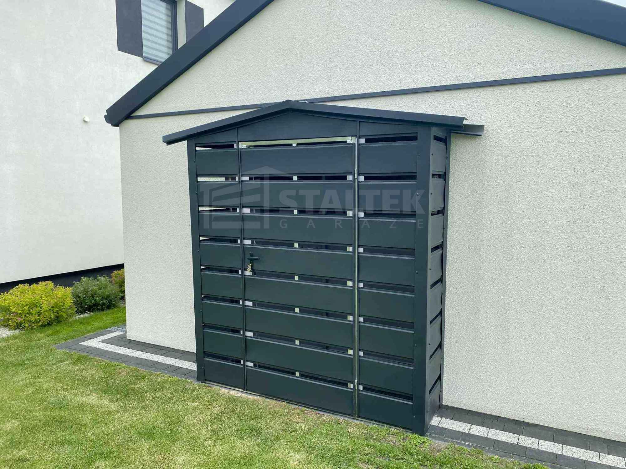 Wiata śmietnikowa 1,5x0,5m antracyt - dach dwuspadowy ST167 Zamość - zdjęcie 4